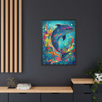 Thumbnail for Ocean Bloom Dolphin Canvas Wall Art with Frame