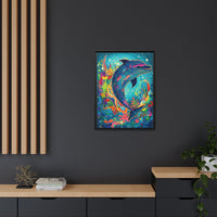 Thumbnail for Ocean Bloom Dolphin Canvas Wall Art with Frame