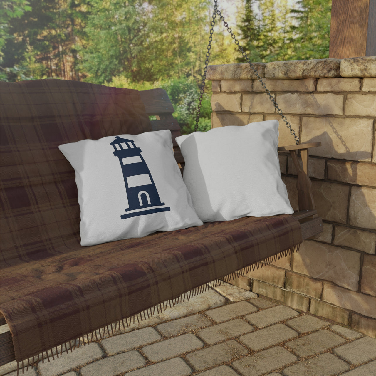 Oceanview Lighthouse Outdoor Throw Pillow