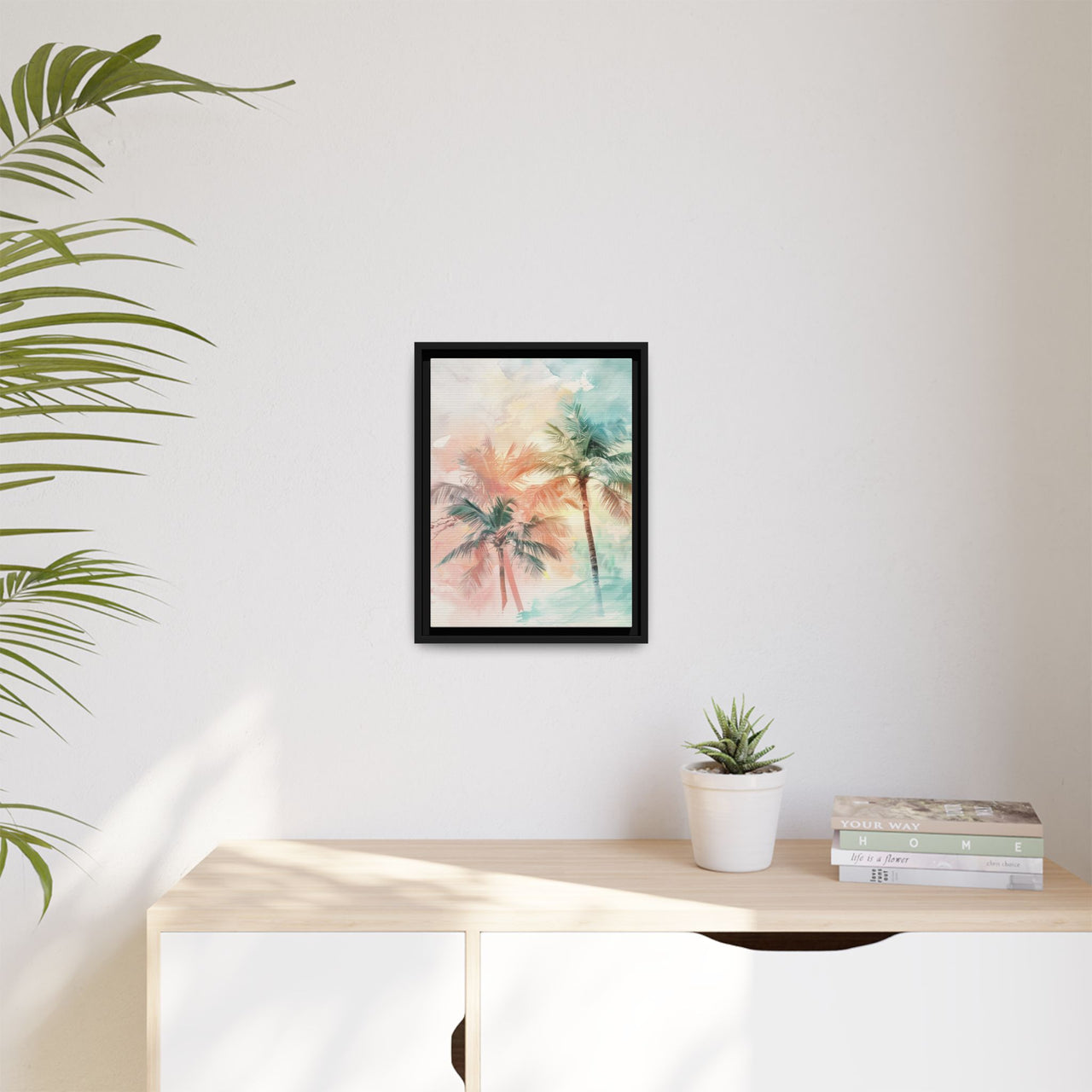 Palm Glow Canvas Wall Art with Frame