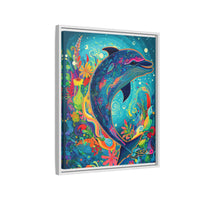 Thumbnail for Ocean Bloom Dolphin Canvas Wall Art with Frame