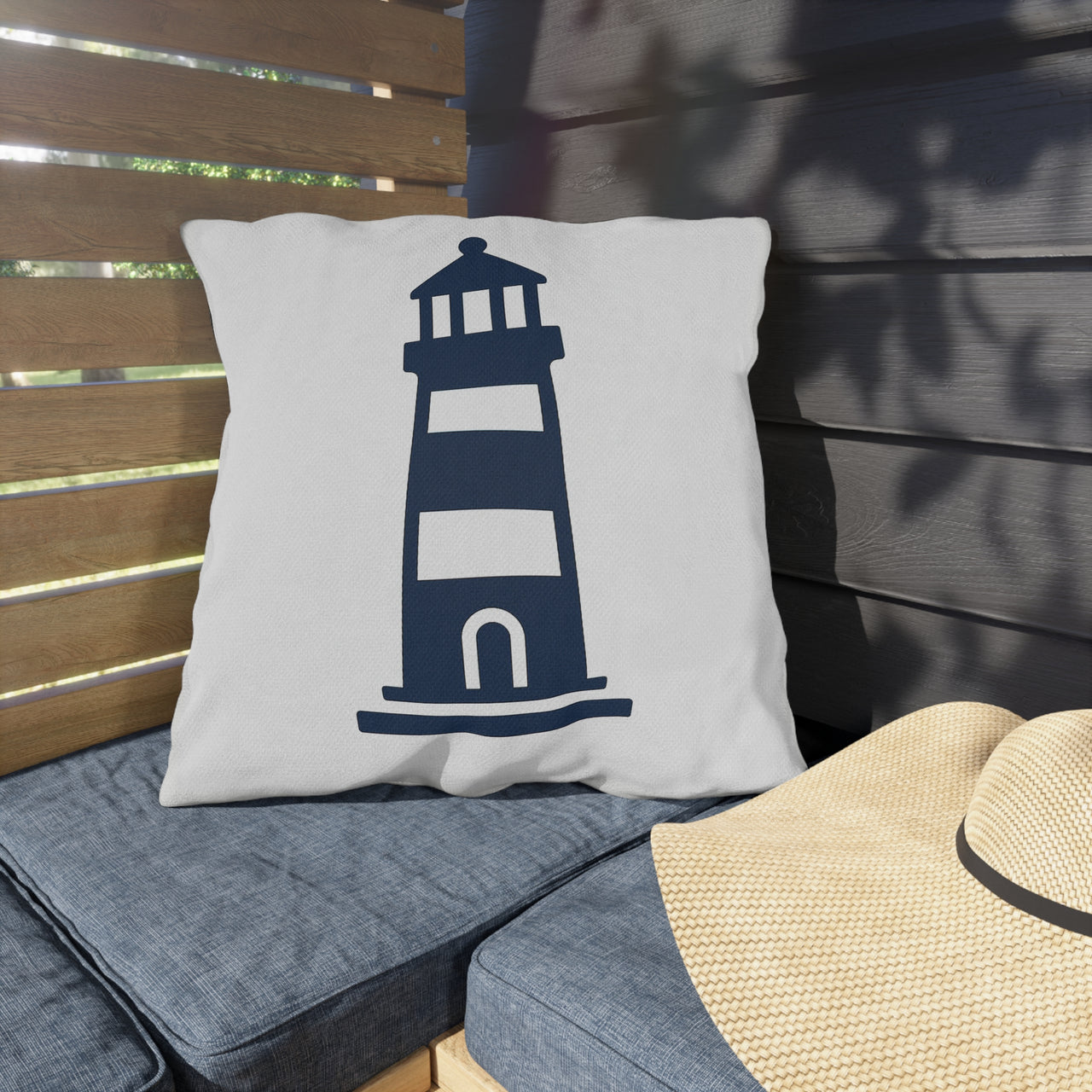 Oceanview Lighthouse Outdoor Throw Pillow