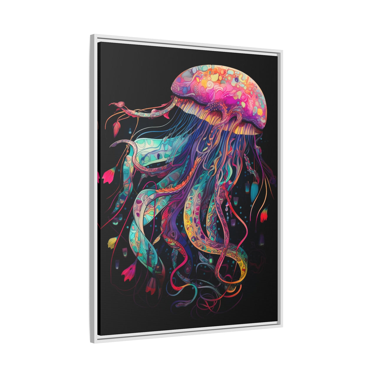 Celestial Drifter Jellyfish Canvas Wall Art with Frame