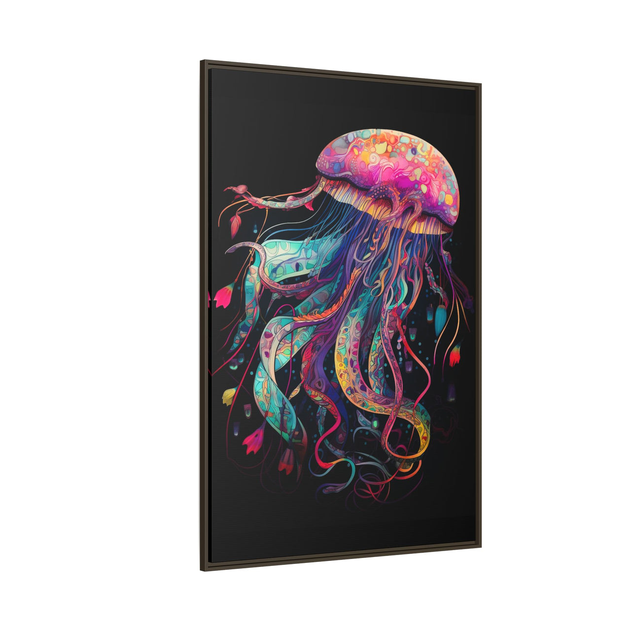 Celestial Drifter Jellyfish Canvas Wall Art with Frame