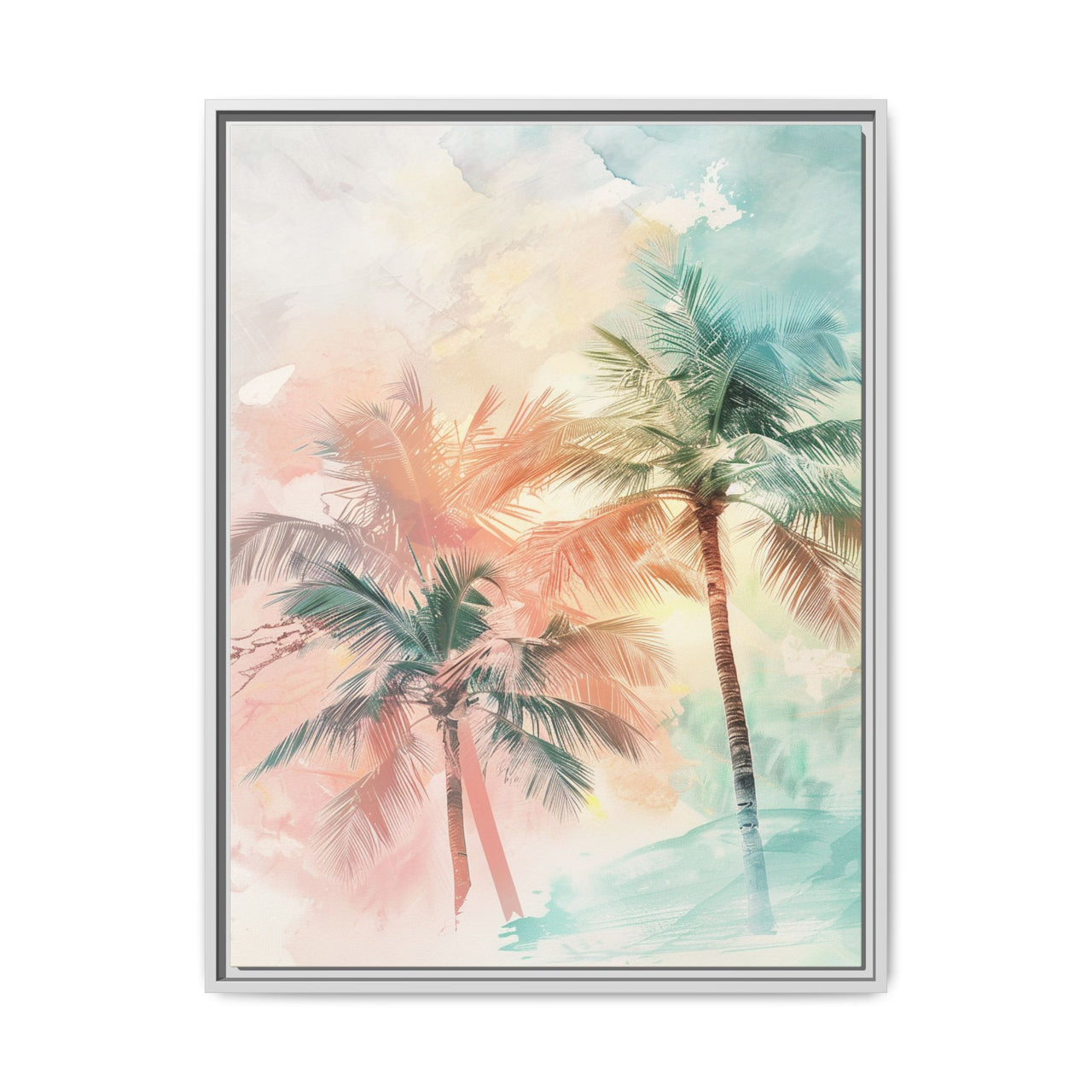 Palm Glow Canvas Wall Art with Frame