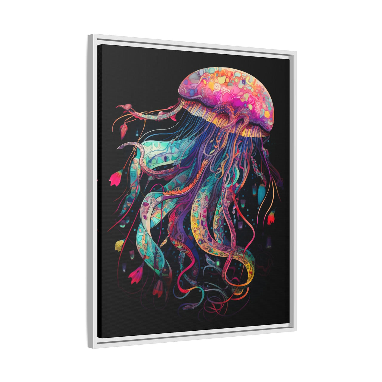 Celestial Drifter Jellyfish Canvas Wall Art with Frame