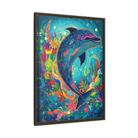 Thumbnail for Ocean Bloom Dolphin Canvas Wall Art with Frame