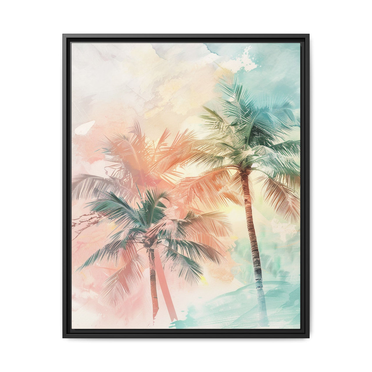 Palm Glow Canvas Wall Art with Frame