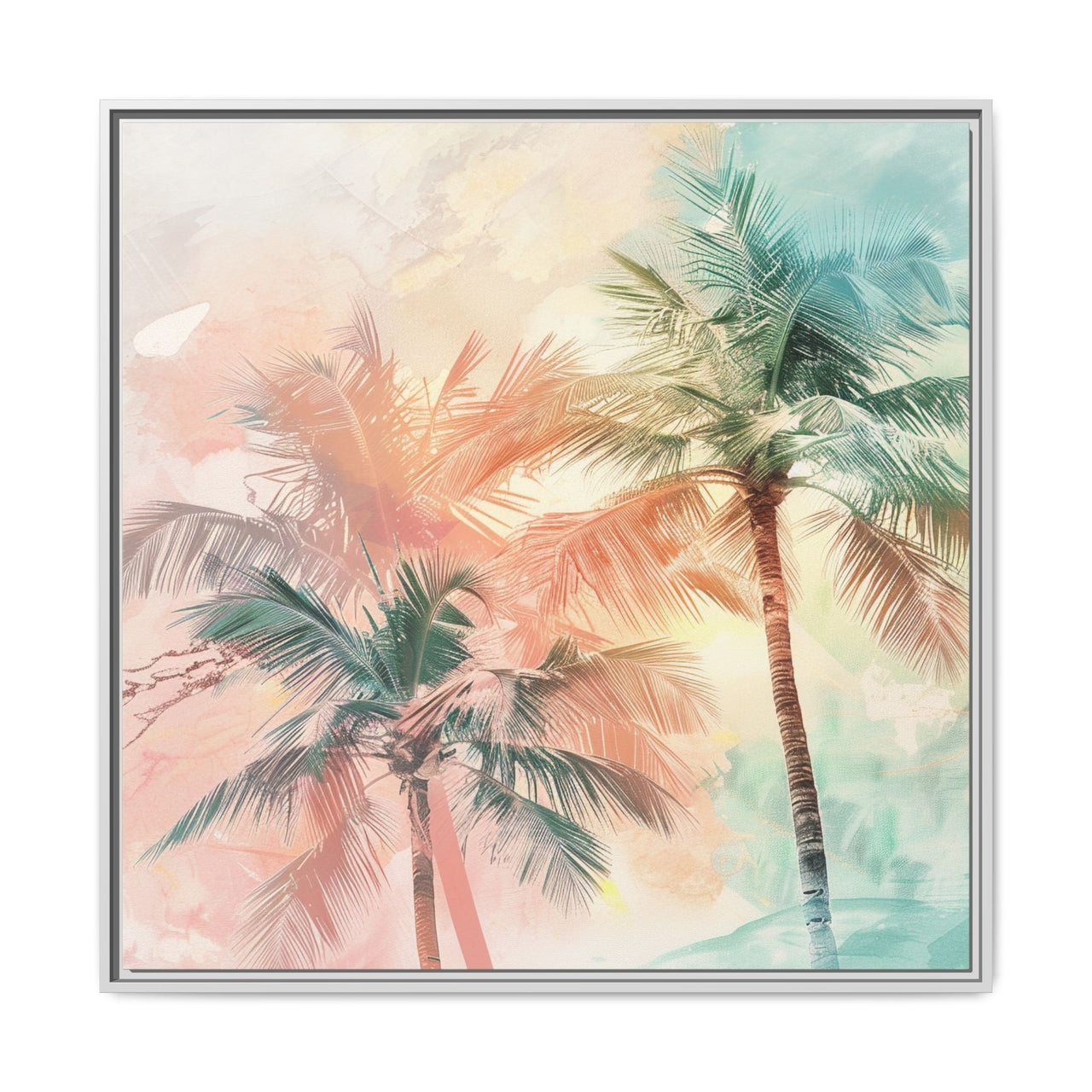Palm Glow Canvas Wall Art with Frame