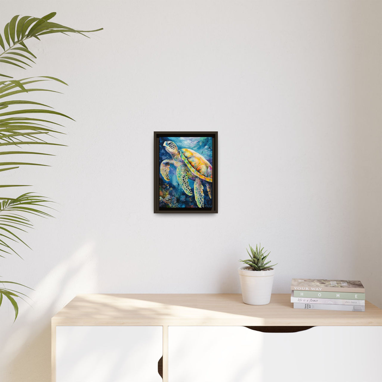 Gliding Turtle Canvas Wall Art with Frame