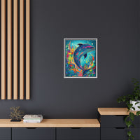 Thumbnail for Ocean Bloom Dolphin Canvas Wall Art with Frame