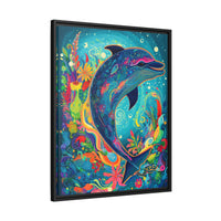 Thumbnail for Ocean Bloom Dolphin Canvas Wall Art with Frame