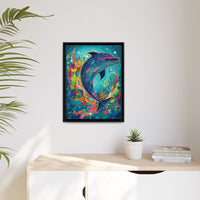 Thumbnail for Ocean Bloom Dolphin Canvas Wall Art with Frame