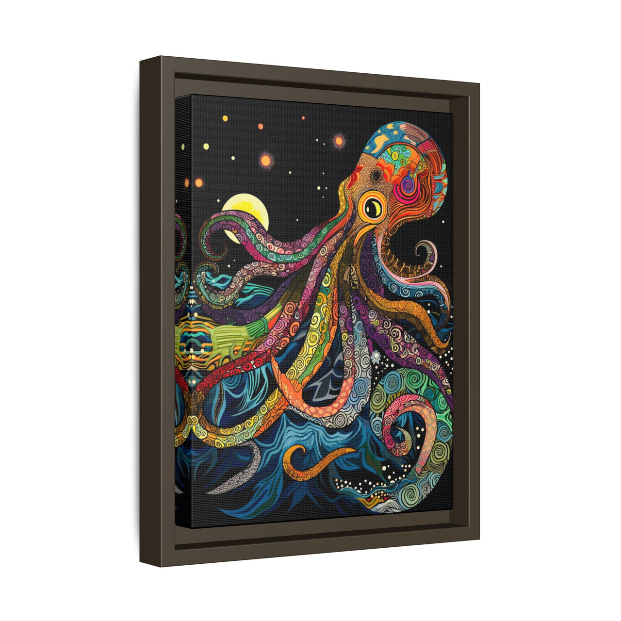 Midnight Depths Octopus Canvas Wall Art with Frame