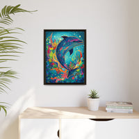 Thumbnail for Ocean Bloom Dolphin Canvas Wall Art with Frame