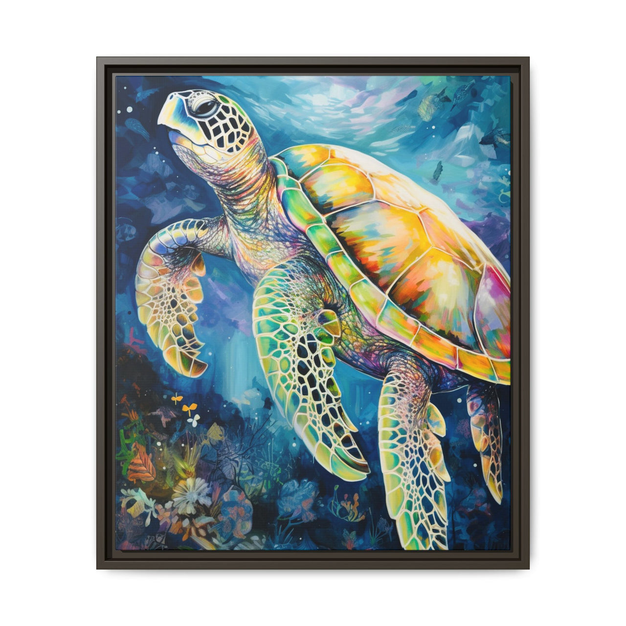 Gliding Turtle Canvas Wall Art with Frame