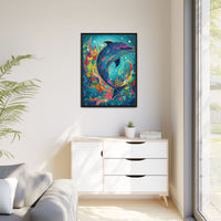 Thumbnail for Ocean Bloom Dolphin Canvas Wall Art with Frame