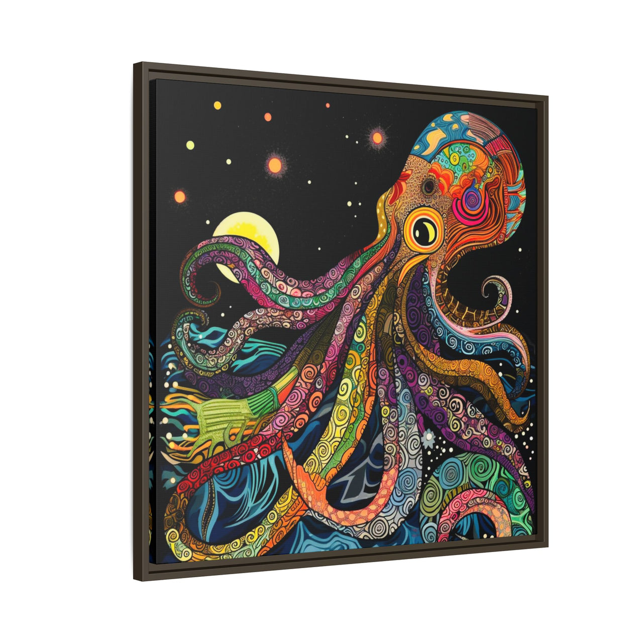 Midnight Depths Octopus Canvas Wall Art with Frame