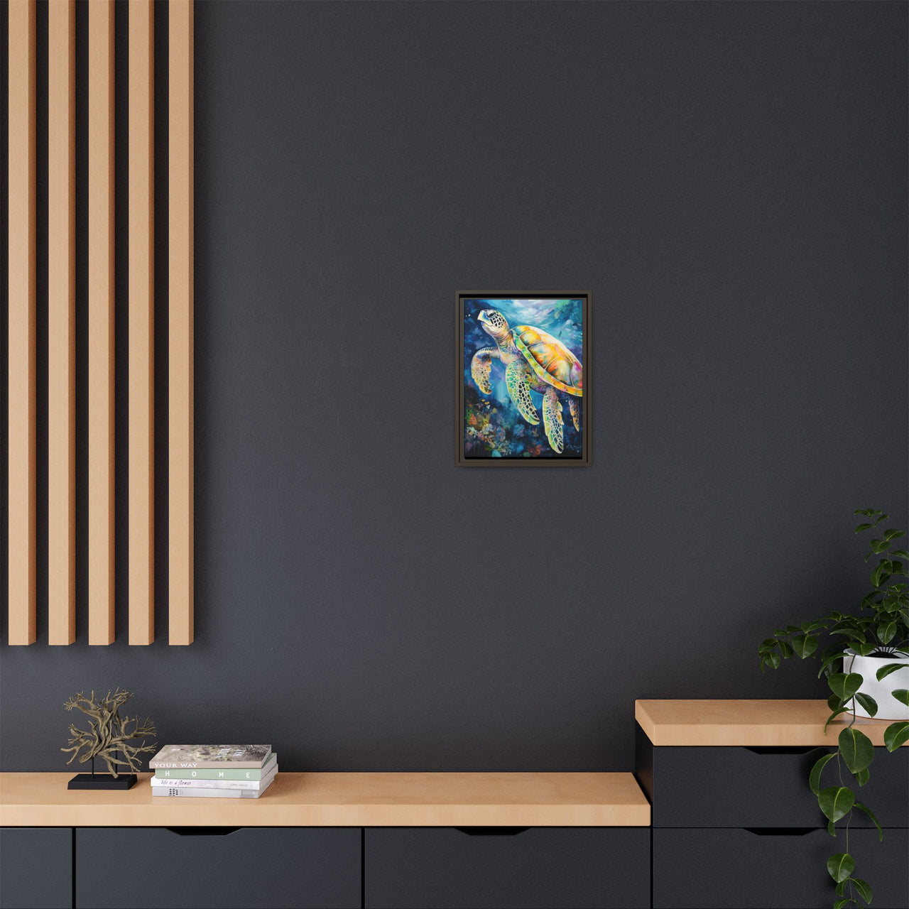 Gliding Turtle Canvas Wall Art with Frame