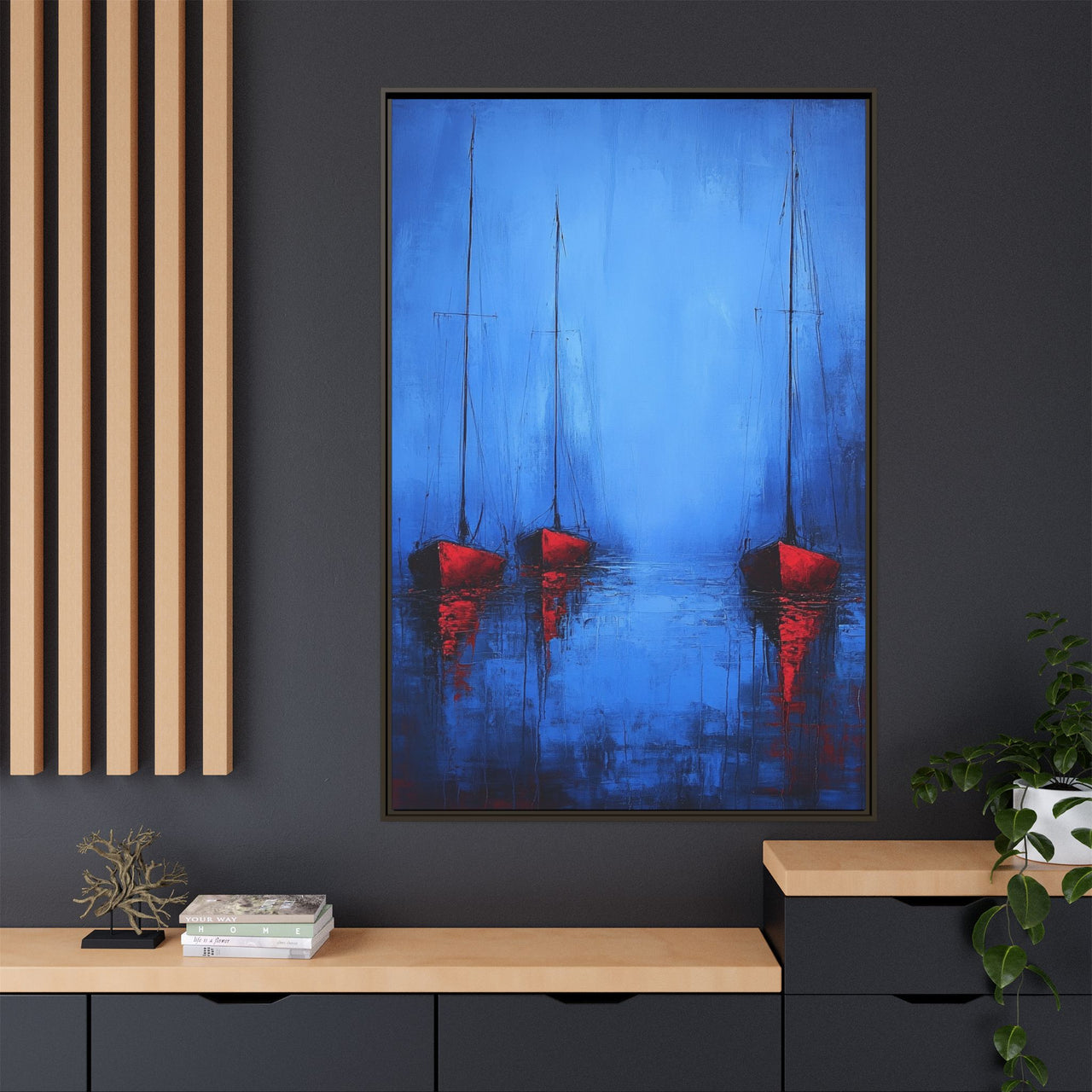 Nocturne at Sea Matte Canvas Wall Art with Frame