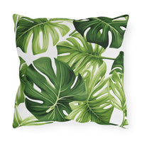 Thumbnail for Pillow with green leaf pattern on a white background