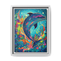 Thumbnail for Ocean Bloom Dolphin Canvas Wall Art with Frame