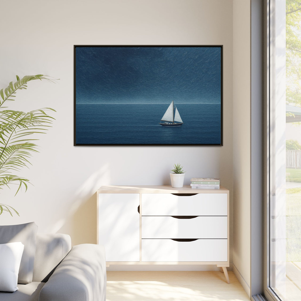 Sail Into Stillness Canvas Wall Art with Frame