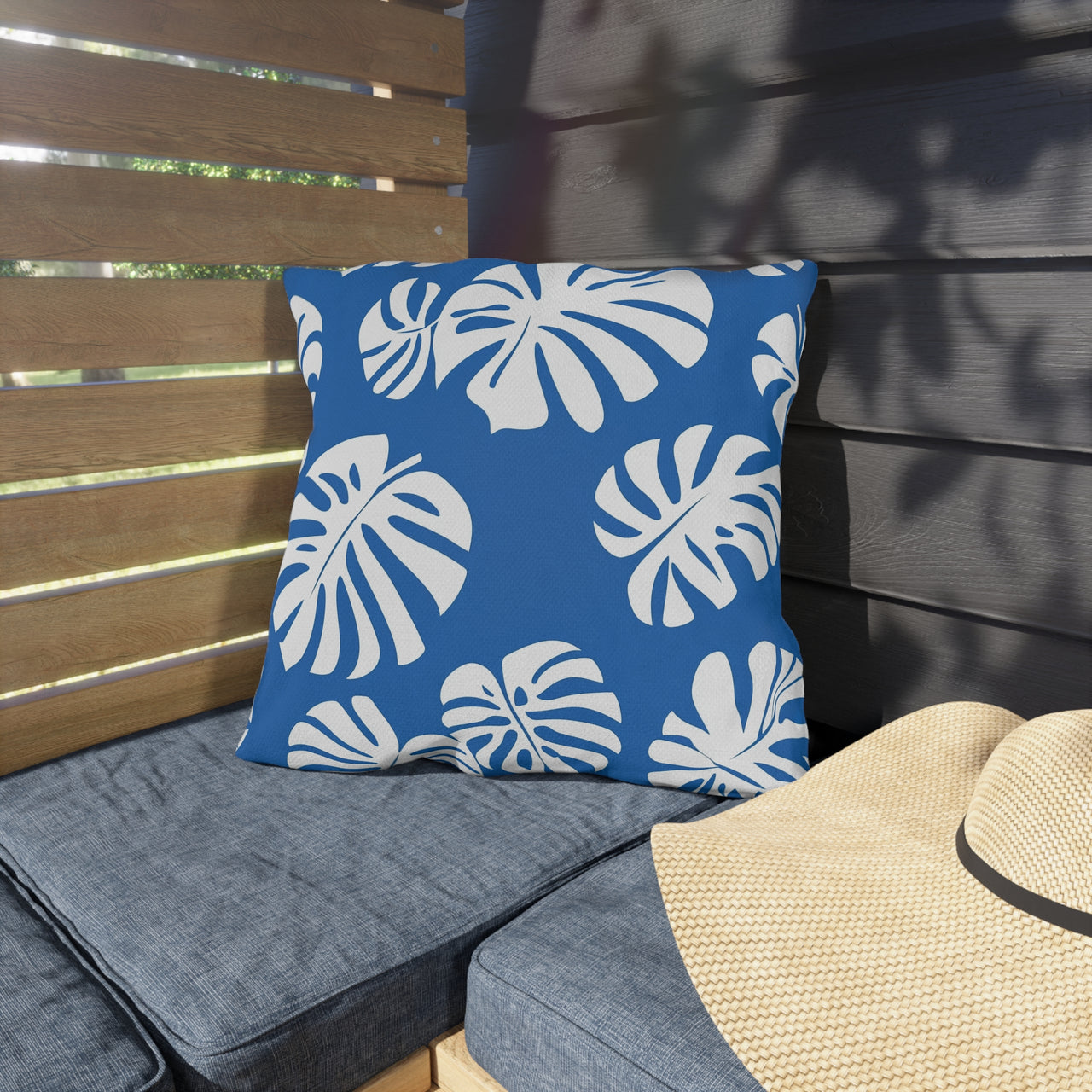 Monstera Marina Outdoor Throw Pillow