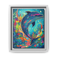 Thumbnail for Ocean Bloom Dolphin Canvas Wall Art with Frame