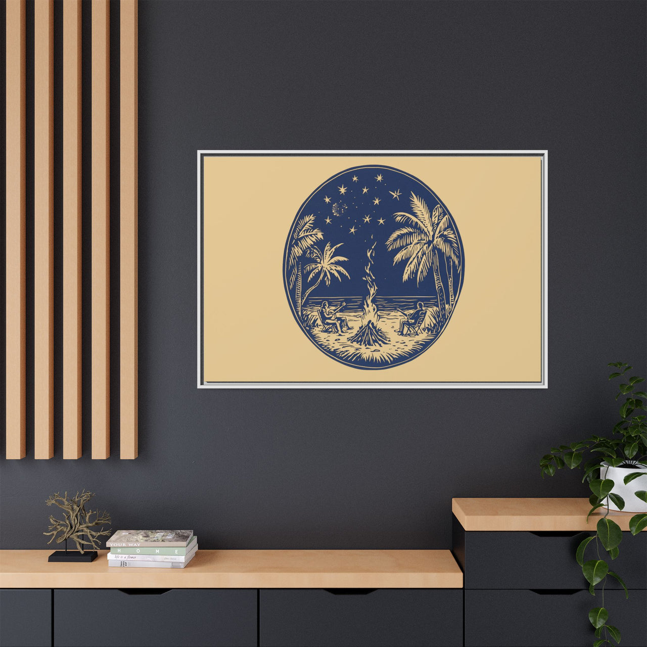 Beachfire Nights Canvas Wall Art with Frame