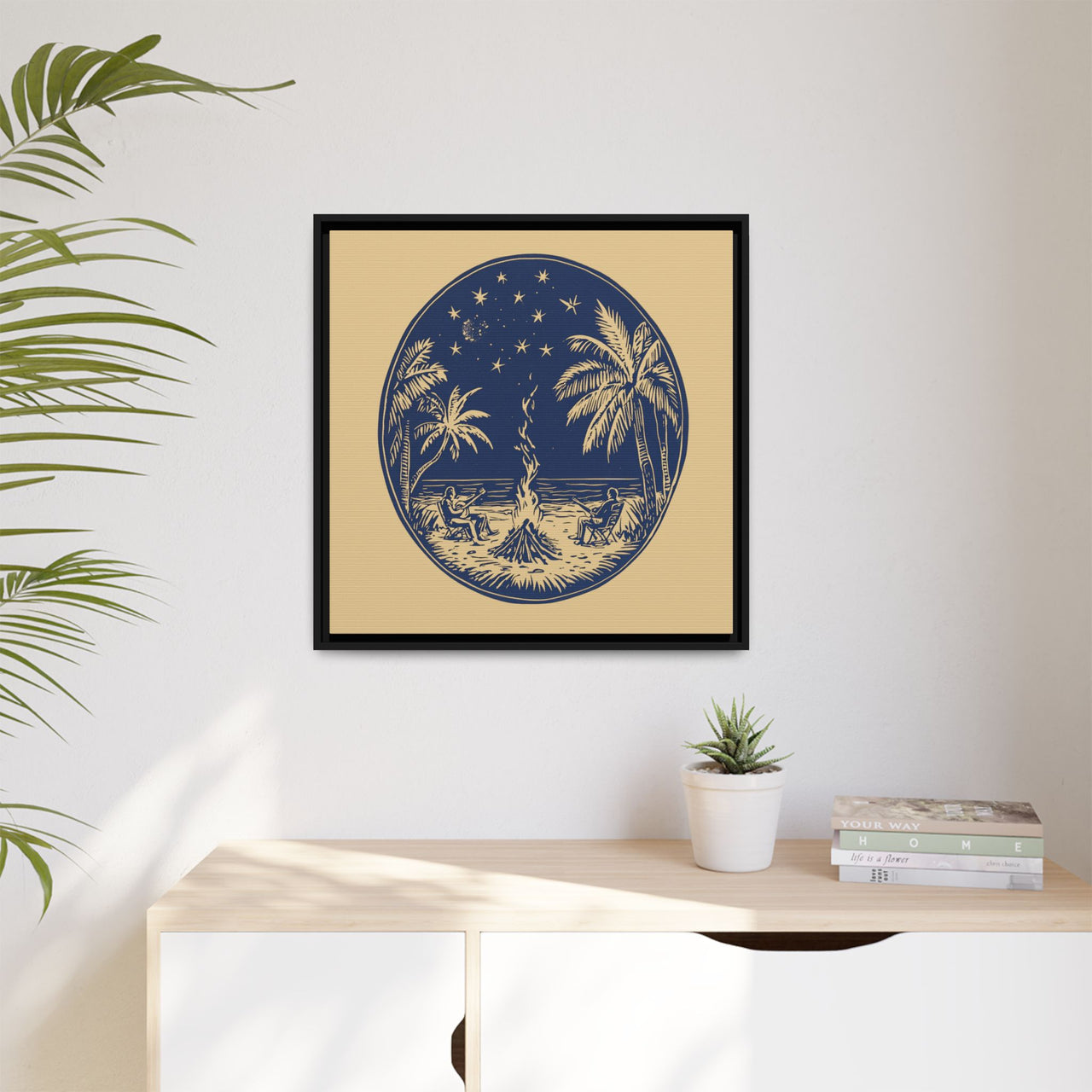 Beachfire Nights Canvas Wall Art with Frame
