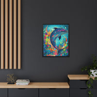 Thumbnail for Ocean Bloom Dolphin Canvas Wall Art with Frame