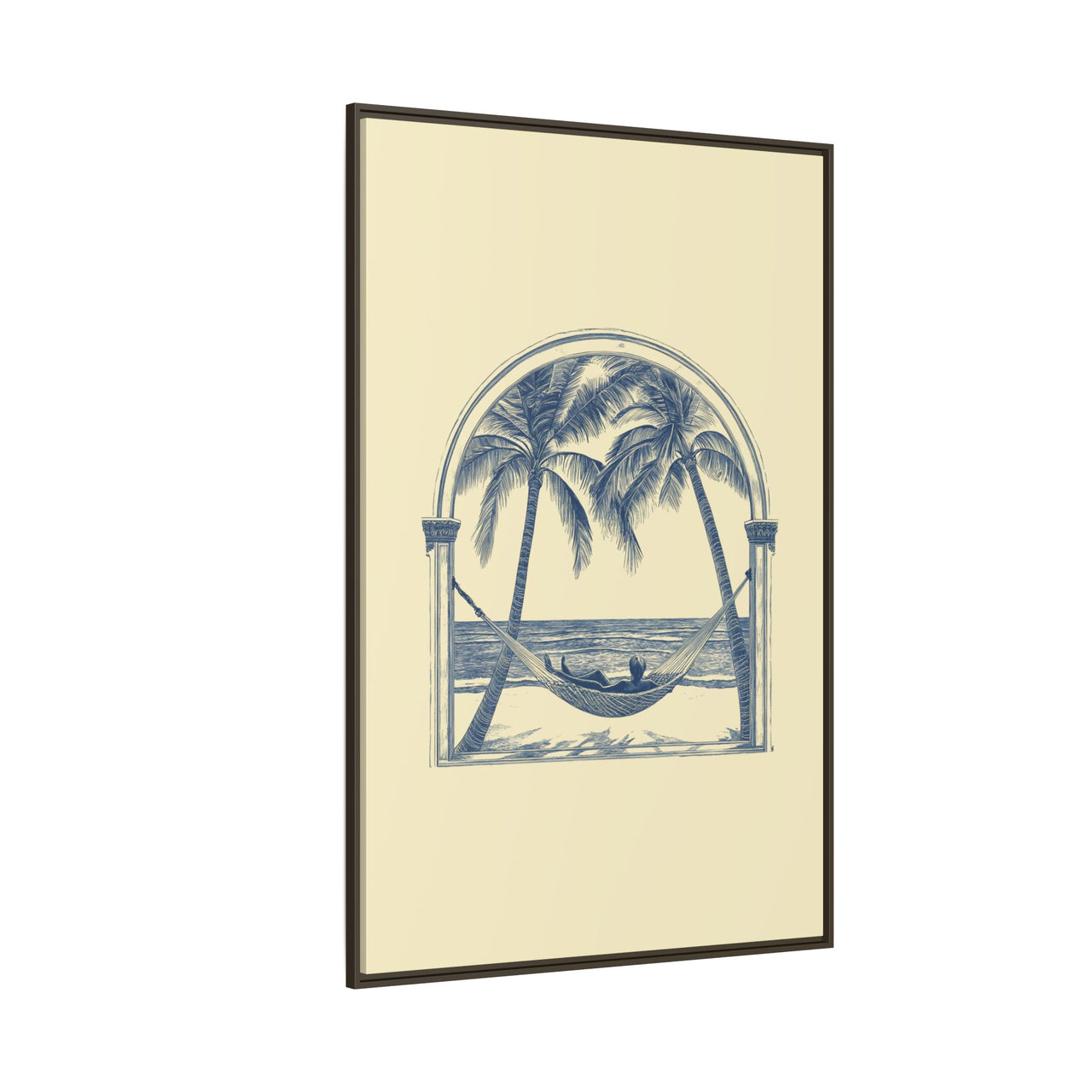 Palm Retreat Hammock Canvas Wall Art with Frame