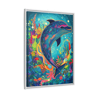 Thumbnail for Ocean Bloom Dolphin Canvas Wall Art with Frame