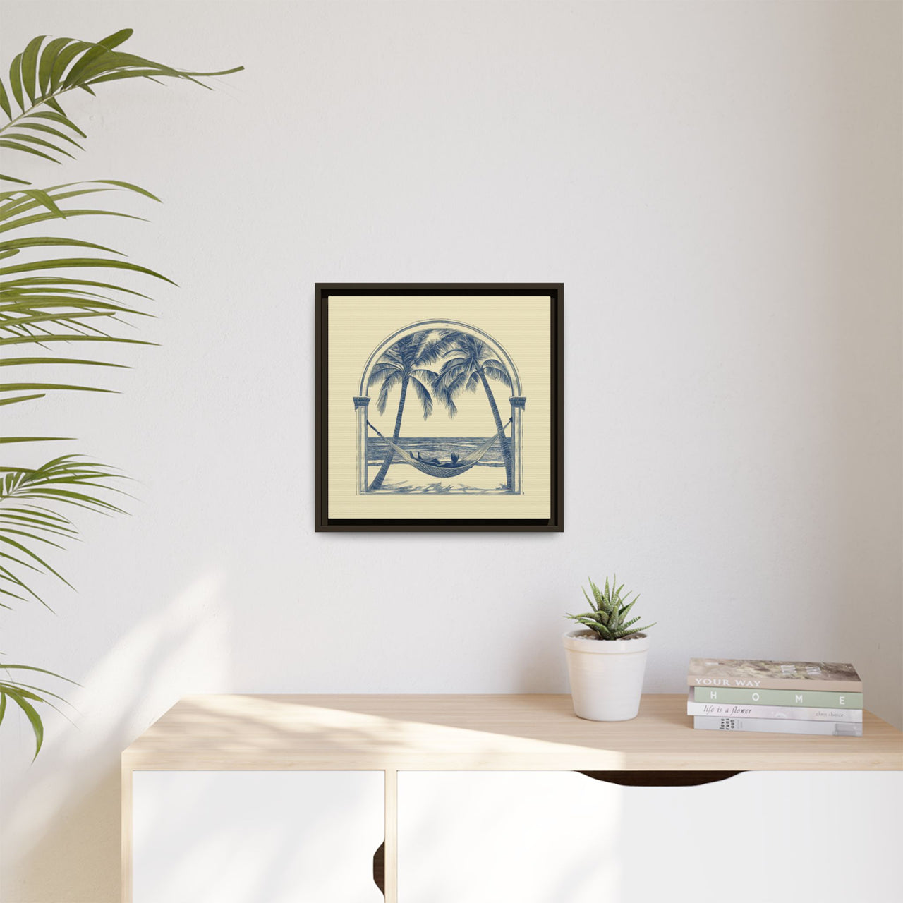 Palm Retreat Hammock Canvas Wall Art with Frame