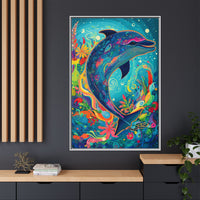Thumbnail for Ocean Bloom Dolphin Canvas Wall Art with Frame