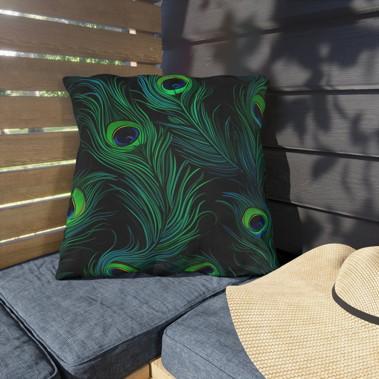 Peacock Mirage Outdoor Throw Pillow