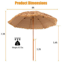 Thumbnail for 8 Feet Patio Thatched Tiki Umbrella Hawaiian Hula Beach Umbrella-2