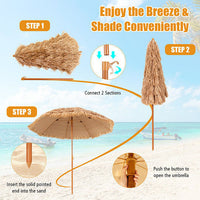 Thumbnail for 8 Feet Patio Thatched Tiki Umbrella Hawaiian Hula Beach Umbrella-3